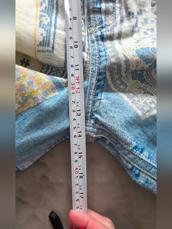 Free People We The Free Illusions Relaxed Fit Barrel Jeans Patchwork - Picture 11 of 14